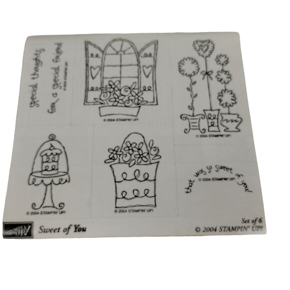 Stampin' Up Sweet of You 6 piece Wooden Unmounted Stamp Set 2004 - Picture 6 of 6